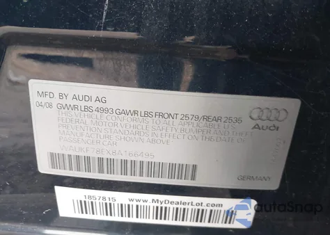 2008 Audi A4 2.0T/2.0T Avant Special Edition from USA, damaged, VIN WAUKF78EX8A166495